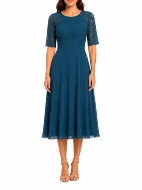 JJ's House Midi Length Teal Cocktail Gown